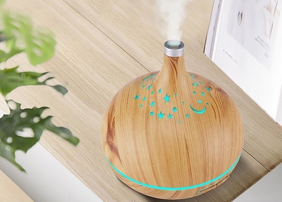400ML Creative Wood Hollow Star Moon Aromatherapy Diffuser Humidifier