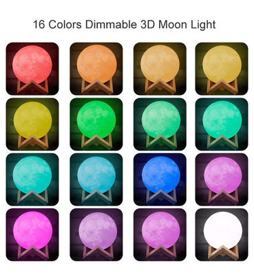 Lunar 300mAH 3d Moon Lamp Rechargeable Night Light 16 Colors Remote Control