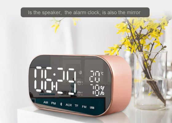 Tone Prompts Mini Waterproof Speaker , TF Card Mirrored Alarm Clock Bluetooth Speaker