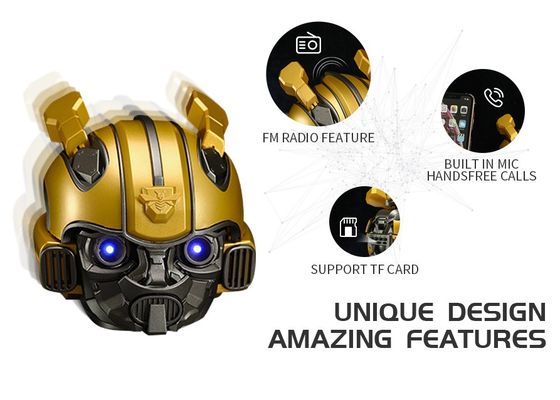 Bumblebee Helmet Dual Diaphragm Mini Wireless Speaker Bluetooth Subwoofer 65dB