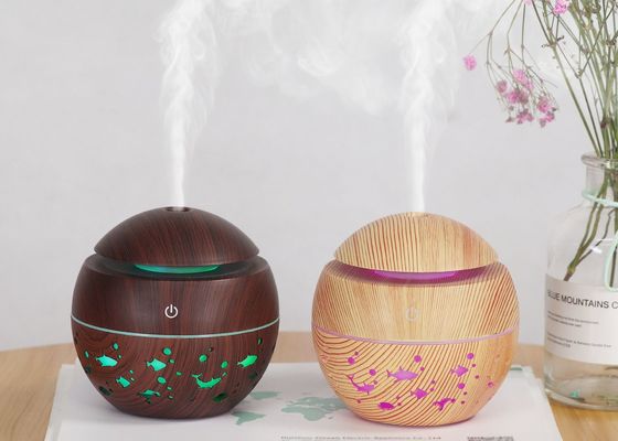 20m2 Waterless Wooden Air Humidifier 150g Ultrasonic Aroma LED Light