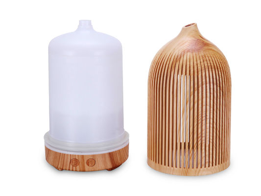 200ml Hollow Strip Ultrasonic Wood Grain Vase Aromatherapy Aroma Diffuser