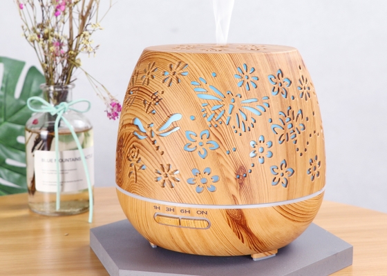 400ML Cool Mist Butterfly Flower Wood Grain Aroma Diffuser Spa Humidifier