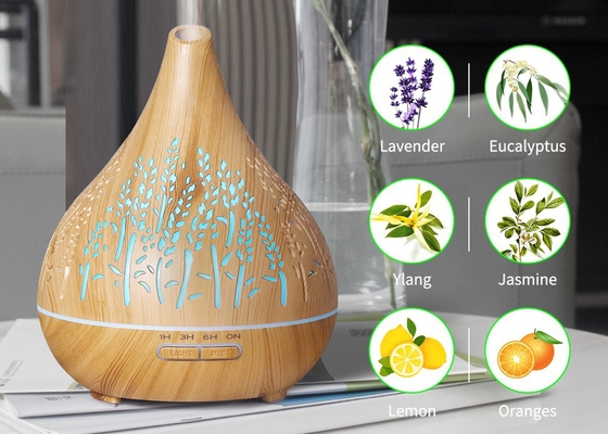 400ML Home Portable Woodgrain Ultrasonic Humidifier Essential Oil Aroma Diffuser With Colorful Lights