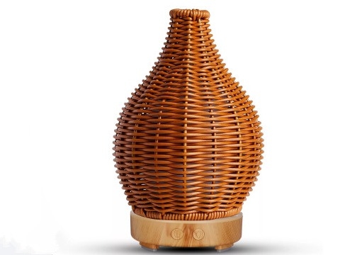 100ml Essential Oil Diffuser Rattan Ultrasonic Cool Mist Humidifier For Essential Oils With Waterless Auto Shut-Off