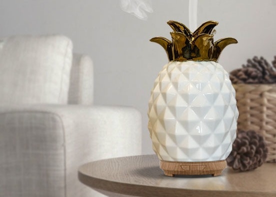 120ml Custom Ceramic White Pineapple Oil Diffuser Aromatherapy Mist Humidifier