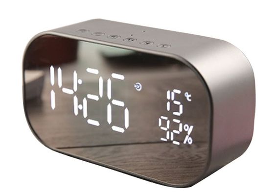 Tone Prompts Mini Waterproof Speaker , TF Card Mirrored Alarm Clock Bluetooth Speaker