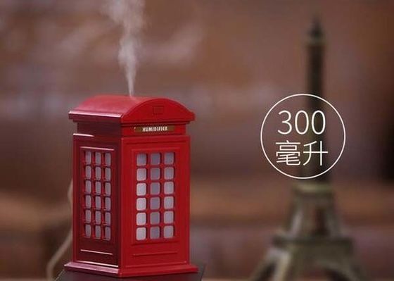 300ml LED Creative Vintage British Phone Booth Ultrasonic USB Air Humidifier