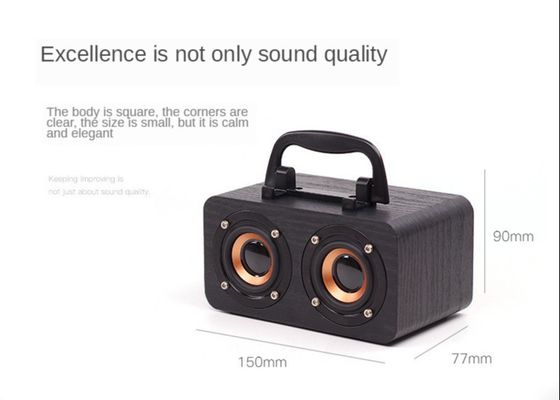 Wood Mini Portable Bluetooth Speaker 1200Mah Retro BT Speaker With Stand