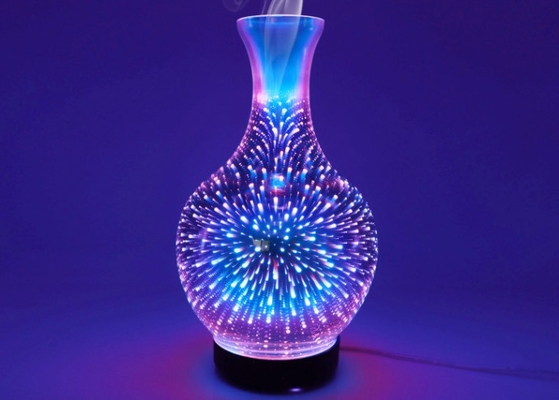 Remote Humidification 3D Firework Glass Essential Oil Aroma Diffuser 7 LED Color Night Light