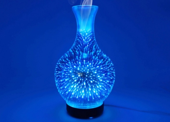 Remote Humidification 3D Firework Glass Essential Oil Aroma Diffuser 7 LED Color Night Light