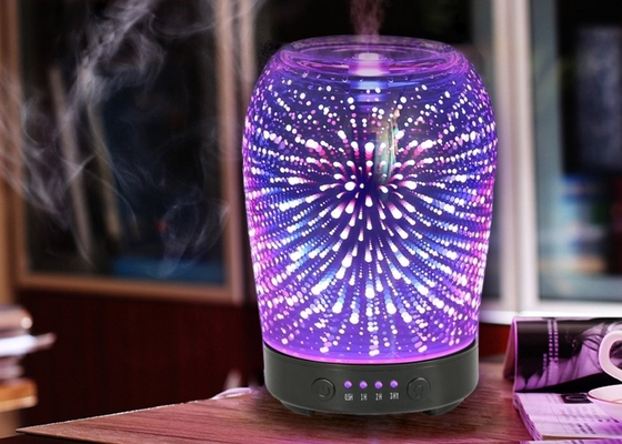 100ml 3D Glass Air Humidifier Purifier Aroma Diffuser Luminous Bedside Lamp Ambient Light