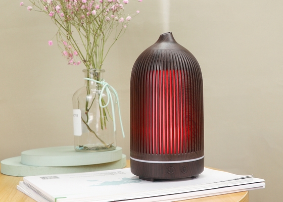 Small Woodgrain Home Aroma Diffuser Ultrasonic Air Humidifier With LED Lamp