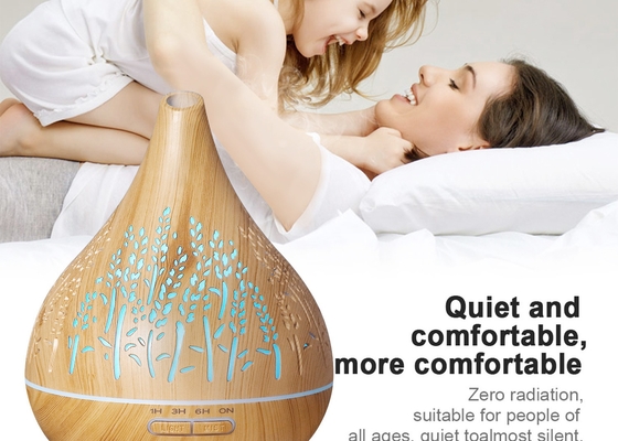 400ML Home Portable Woodgrain Ultrasonic Humidifier Essential Oil Aroma Diffuser With Colorful Lights