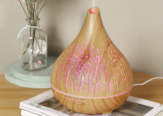 400ML Home Portable Woodgrain Ultrasonic Humidifier Essential Oil Aroma Diffuser With Colorful Lights